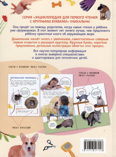 Домашние любимцы. Энциклопедия для первого чтения с крупными буквами