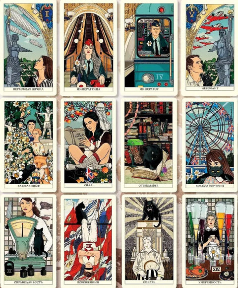 Tarot Černá kočka. Exkluzivní balíček karet v dárkové krabičce s černým fóliovým okrajem.